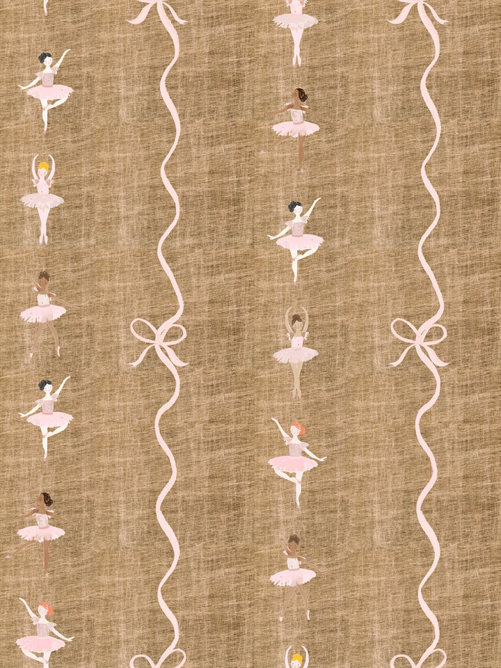 'Ballerina Stripe on Gold' Wallpaper by Meri Meri - Gold