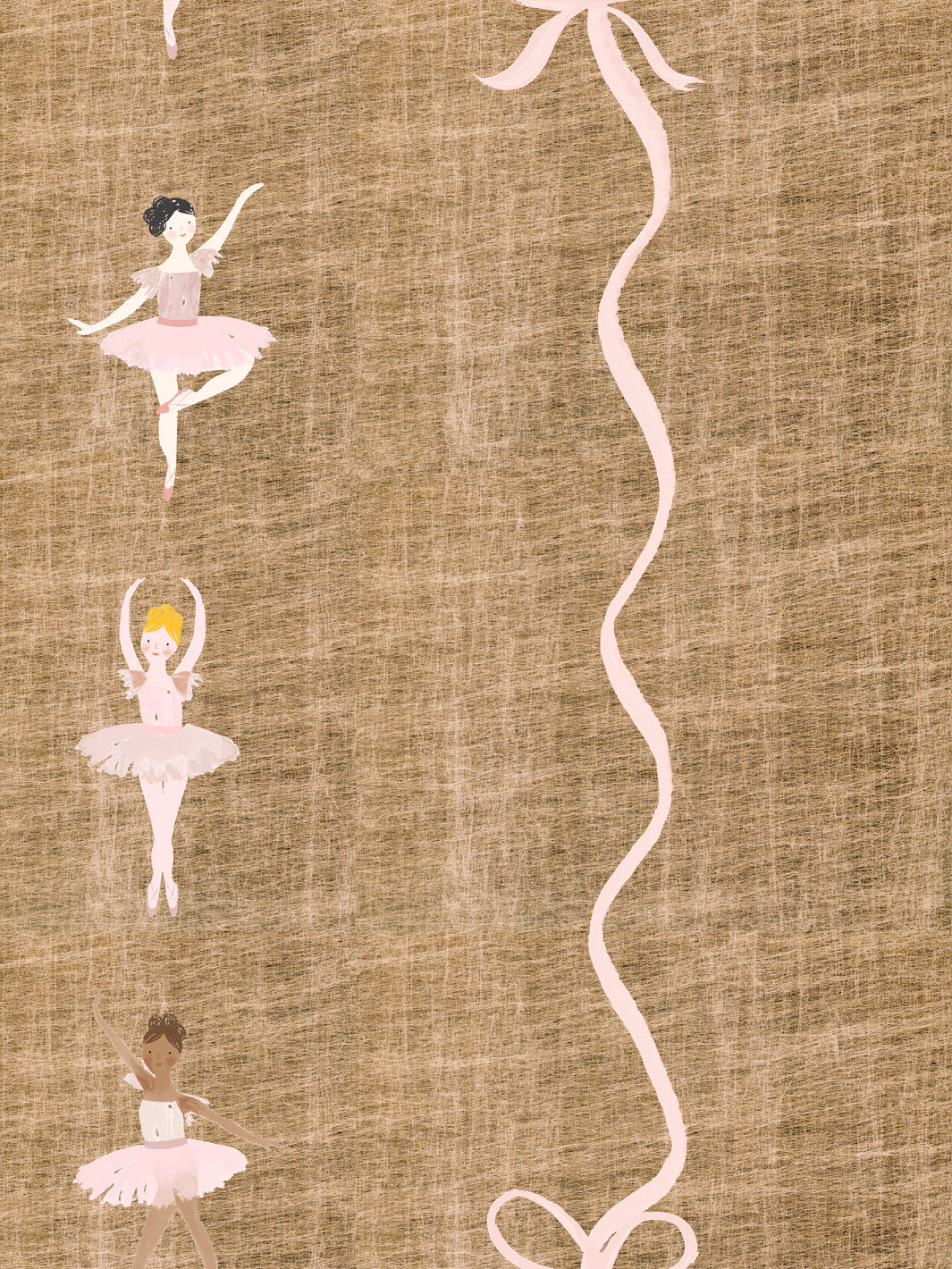 'Ballerina Stripe on Gold' Wallpaper by Meri Meri - Gold