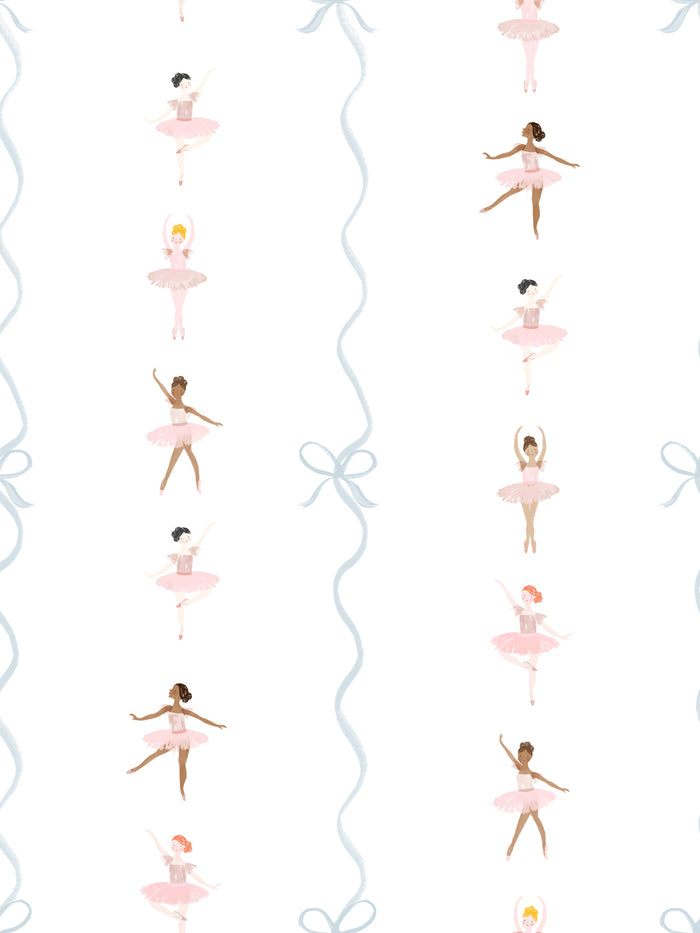 'Ballerina Stripe' Wallpaper by Meri Meri - Blue