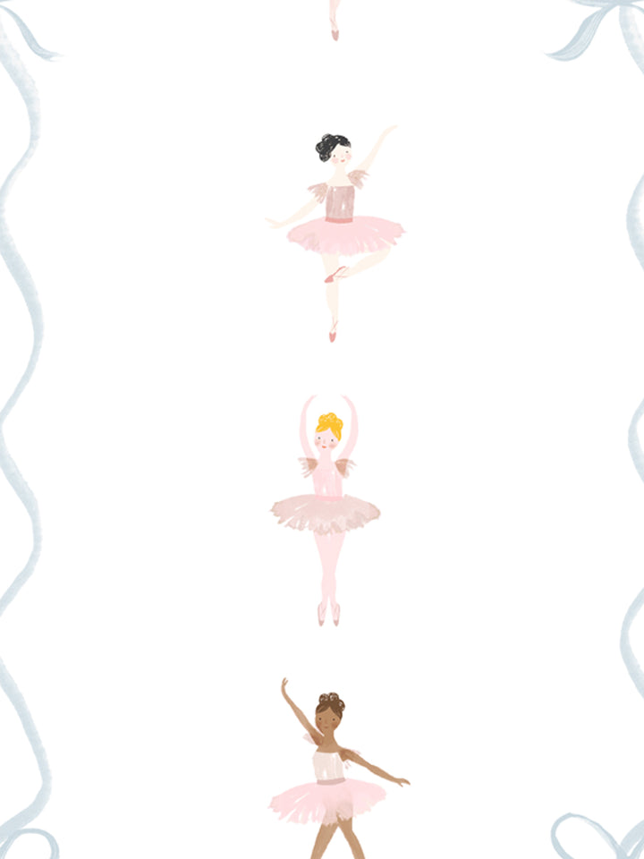 'Ballerina Stripe' Wallpaper by Meri Meri - Blue