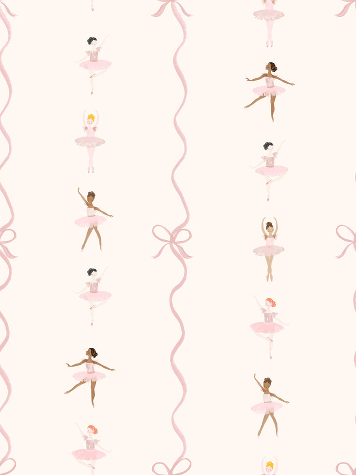 'Ballerina Stripe' Wallpaper by Meri Meri - Cream