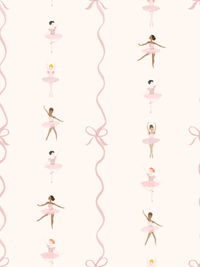 'Ballerina Stripe' Wallpaper by Meri Meri - Cream