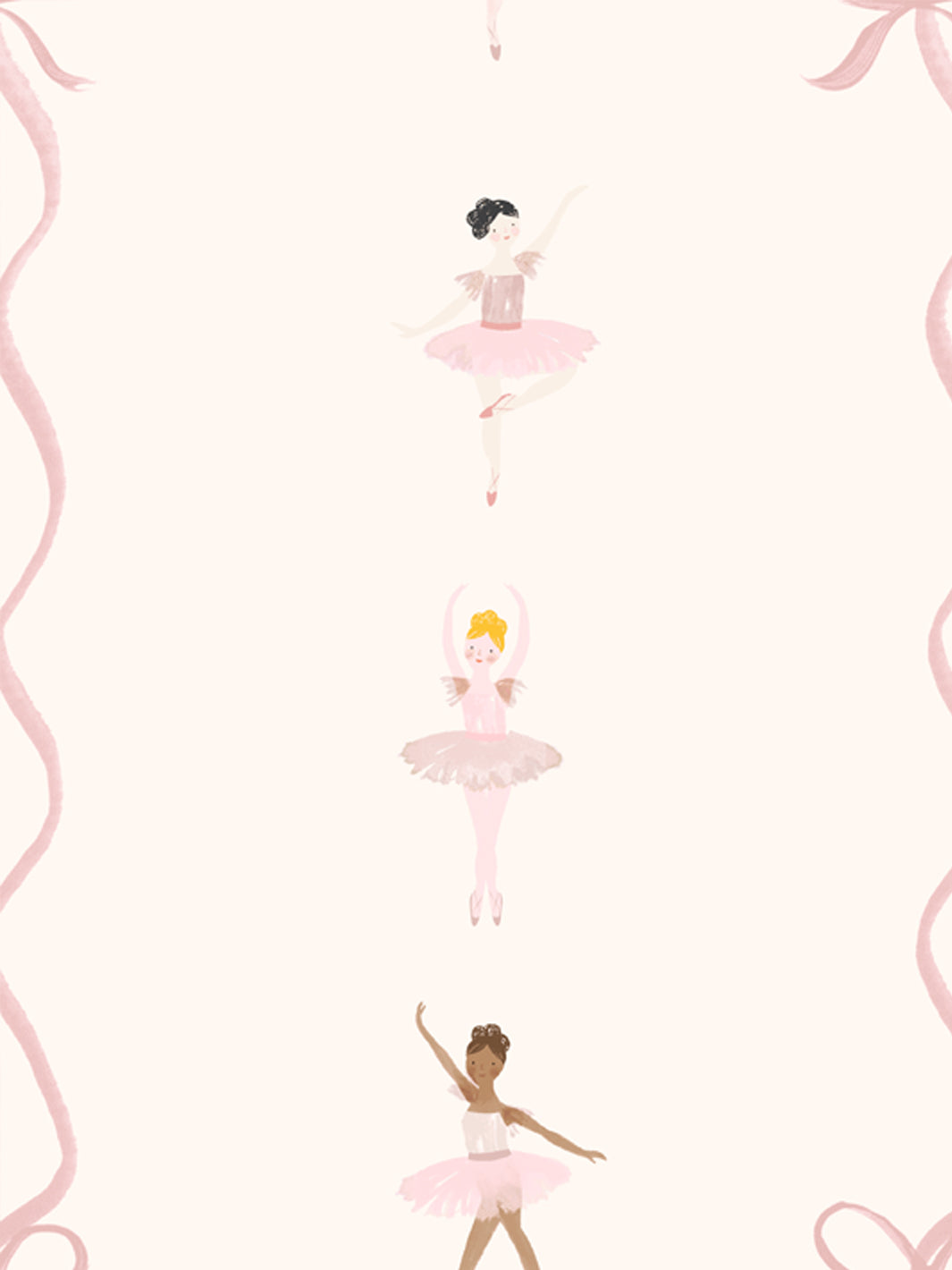 'Ballerina Stripe' Wallpaper by Meri Meri - Cream