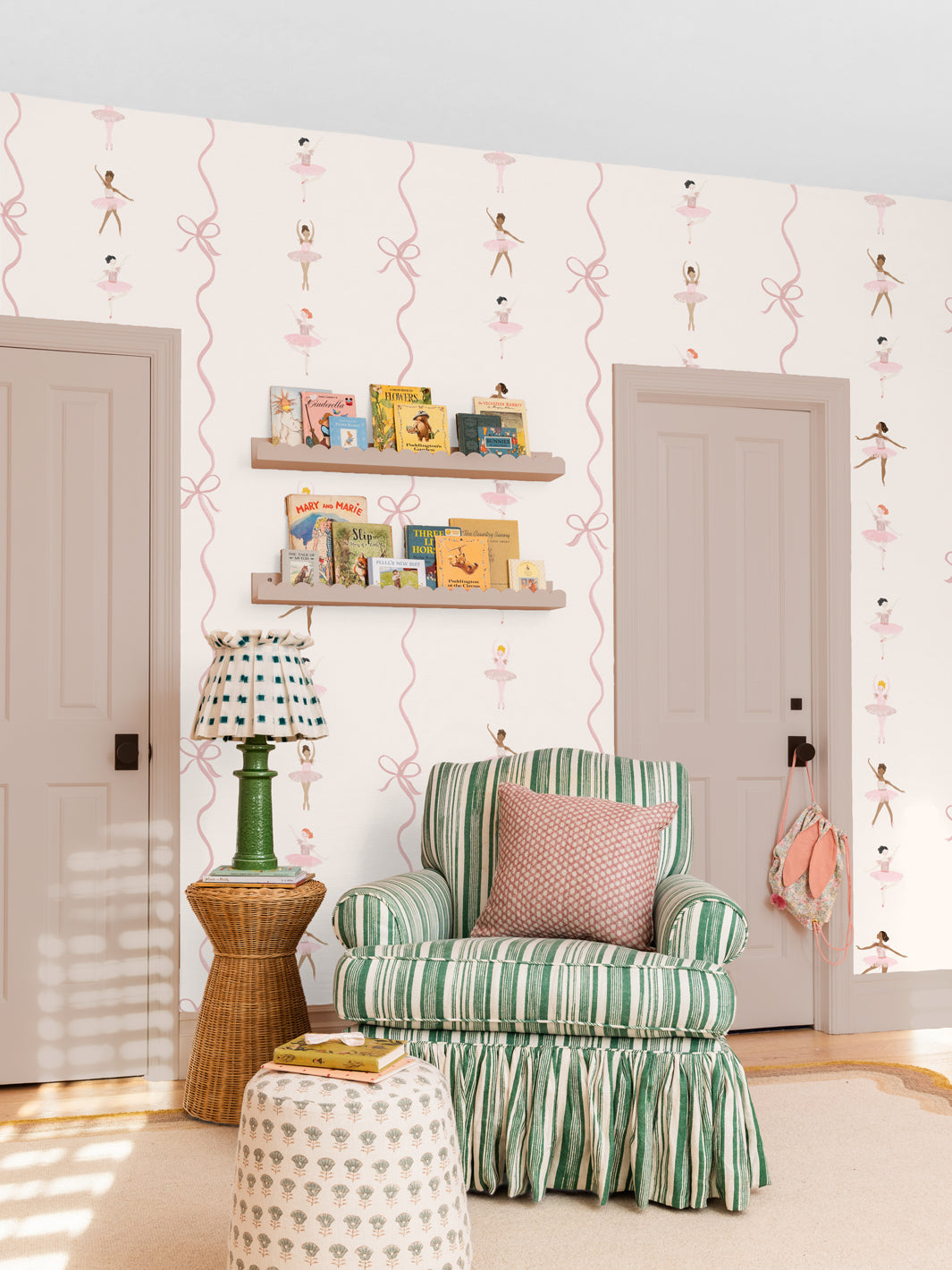 'Ballerina Stripe' Wallpaper by Meri Meri - Cream