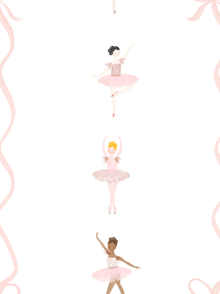 'Ballerina Stripe' Wallpaper by Meri Meri - Pink