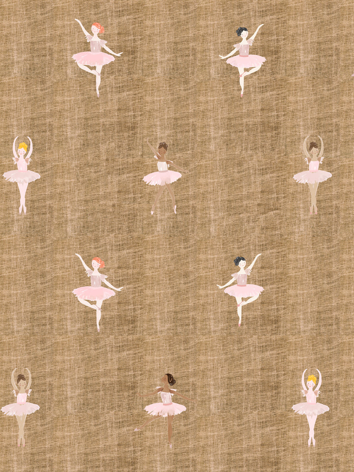 'Ballerinas on Gold' Wallpaper by Meri Meri - Gold