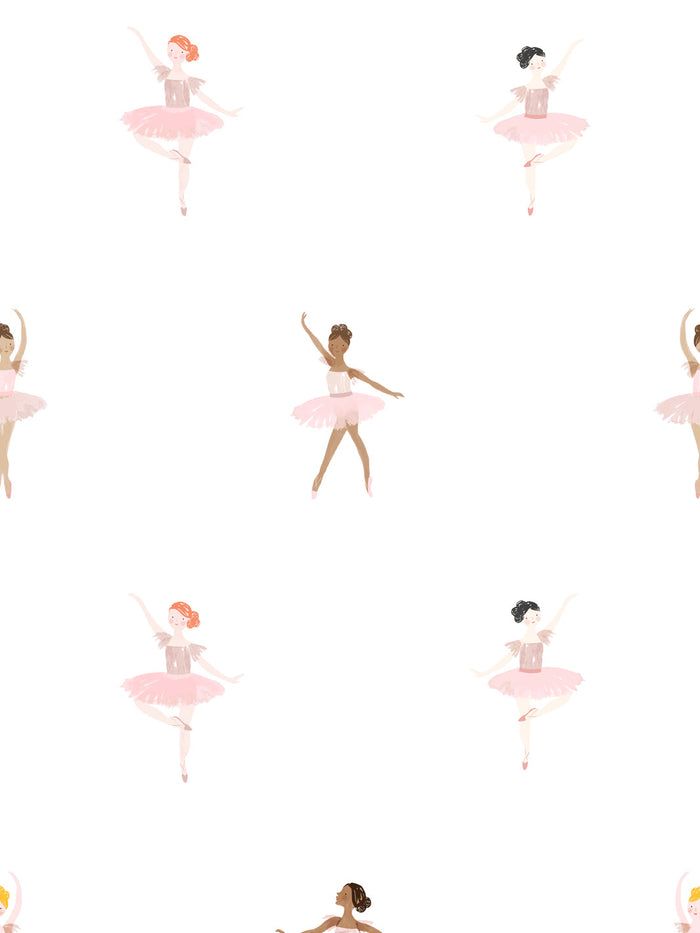 'Ballerinas' Wallpaper by Meri Meri - White