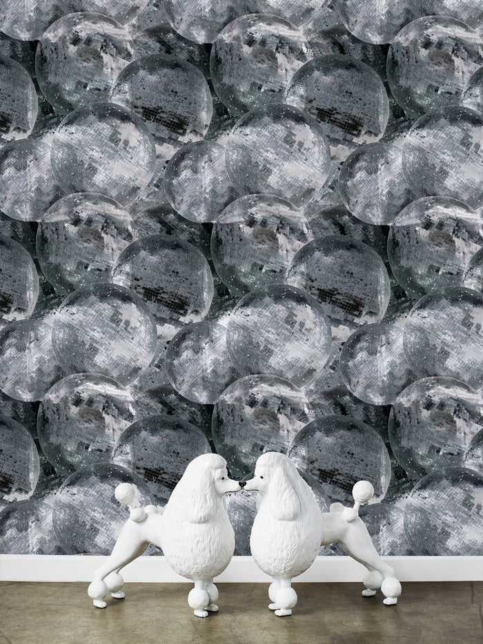 'Barbie™ Disco Ball' Wallpaper by Barbie™ - Silver on Silver Mylar