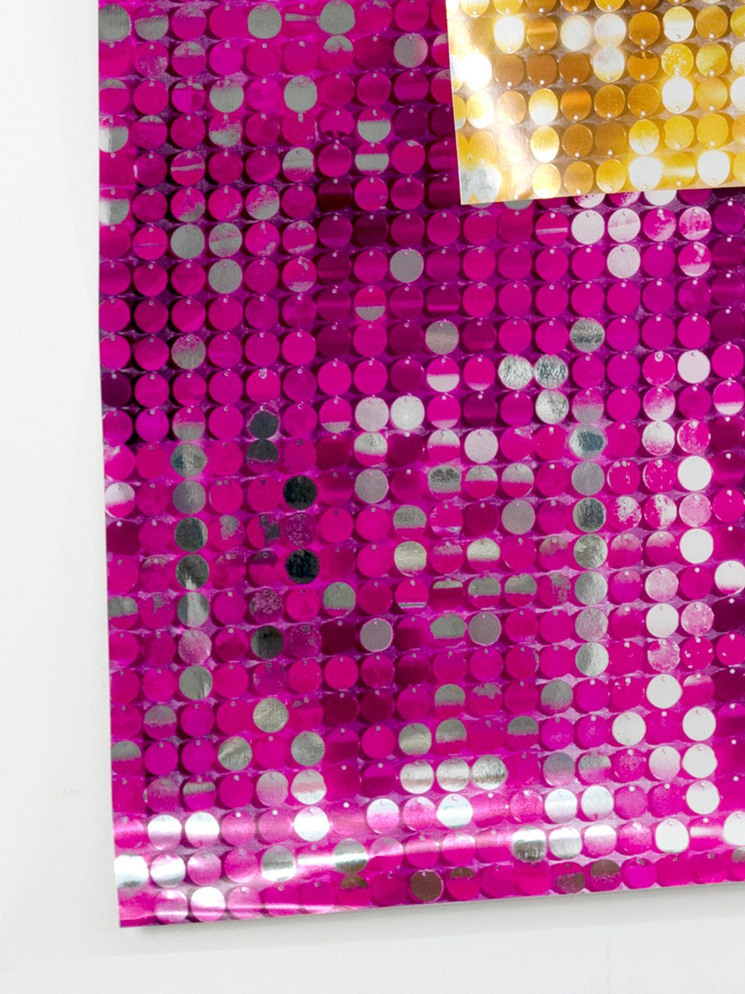 'Barbie™ Sequin' Wallpaper by Barbie™ - Barbie Pink on Silver Mylar