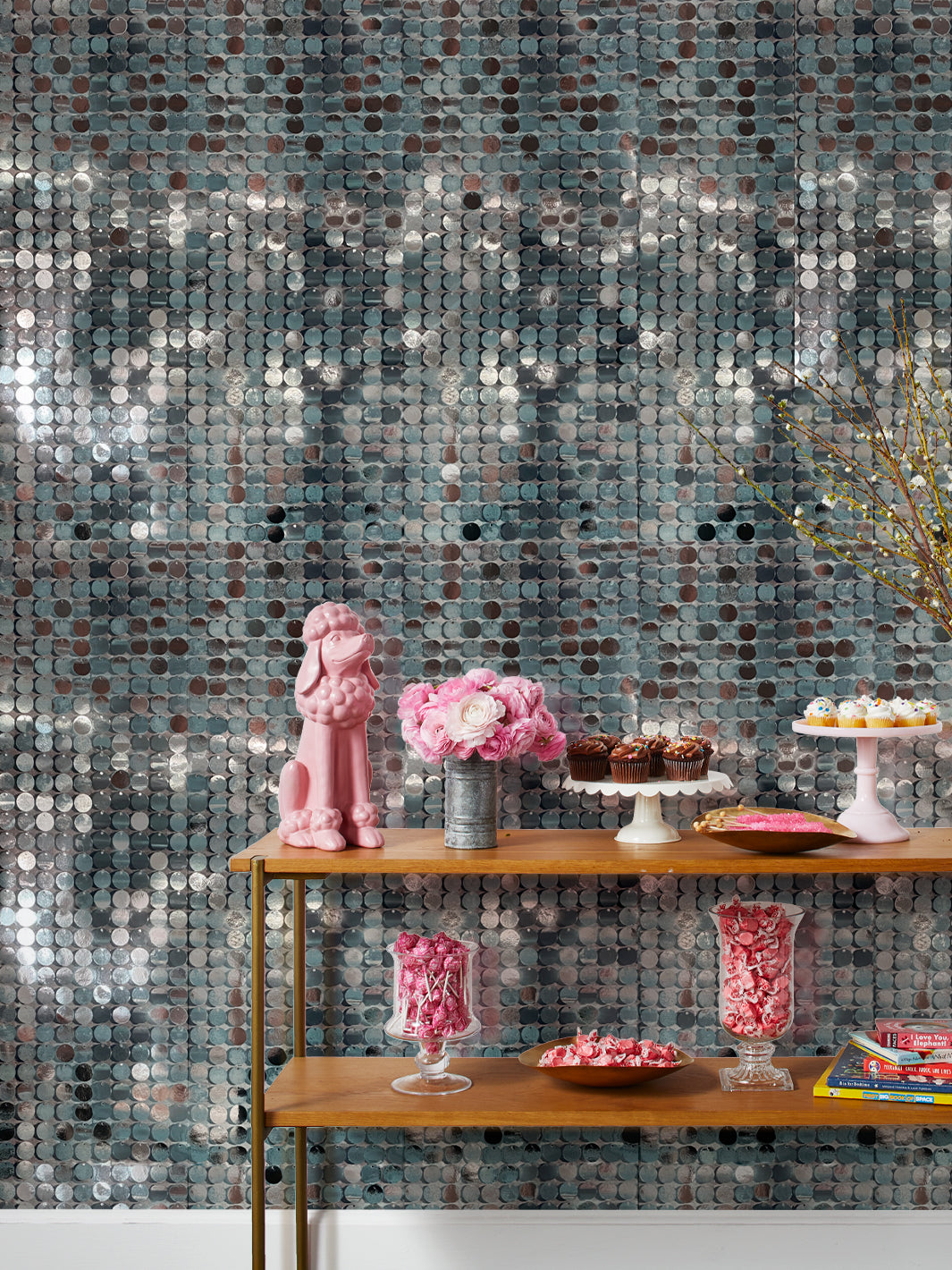 barbie sequin wallpaper by barbie silver on silver mylar