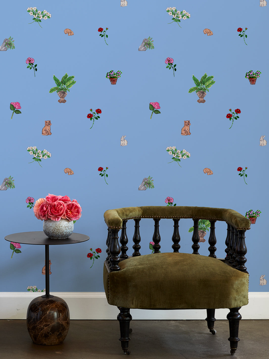 bel air rose garden wallpaper by carly beck blue