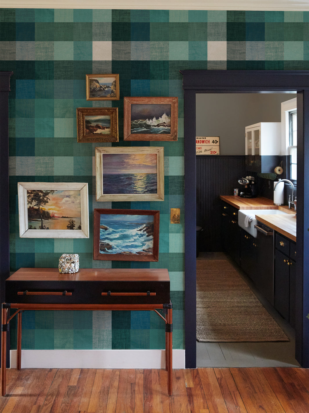 'Bellport Madras Large' Wallpaper by Chris Benz - Blue