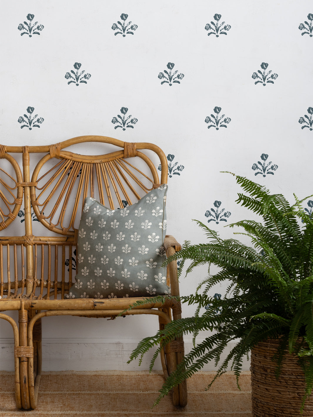 'Bennett Large' Wallpaper by Sugar Paper - Ocean on White