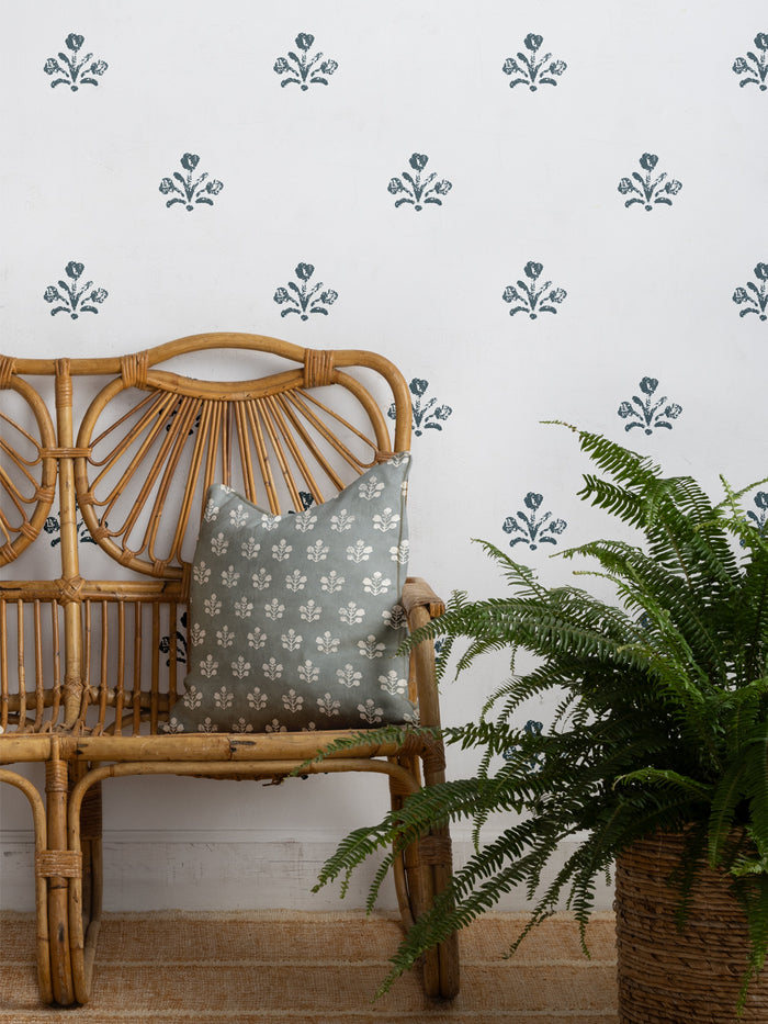 'Bennett Large' Wallpaper by Sugar Paper - Ocean on White