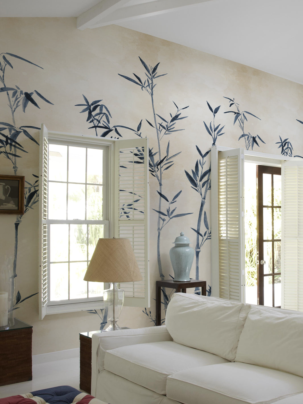 'The Big Bamboo' Mural Wallpaper by Flint Wood & Hicks - Ink Blue
