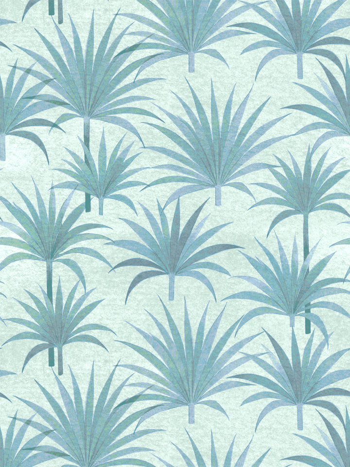 'Bismark Palm' Grasscloth Wallpaper by Wallshoppe - Blue Green - Design