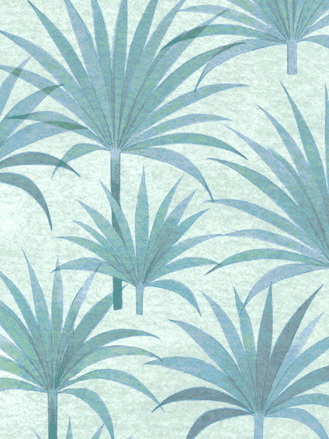 'Bismark Palm' Grasscloth Wallpaper by Wallshoppe - Blue Green - Detail
