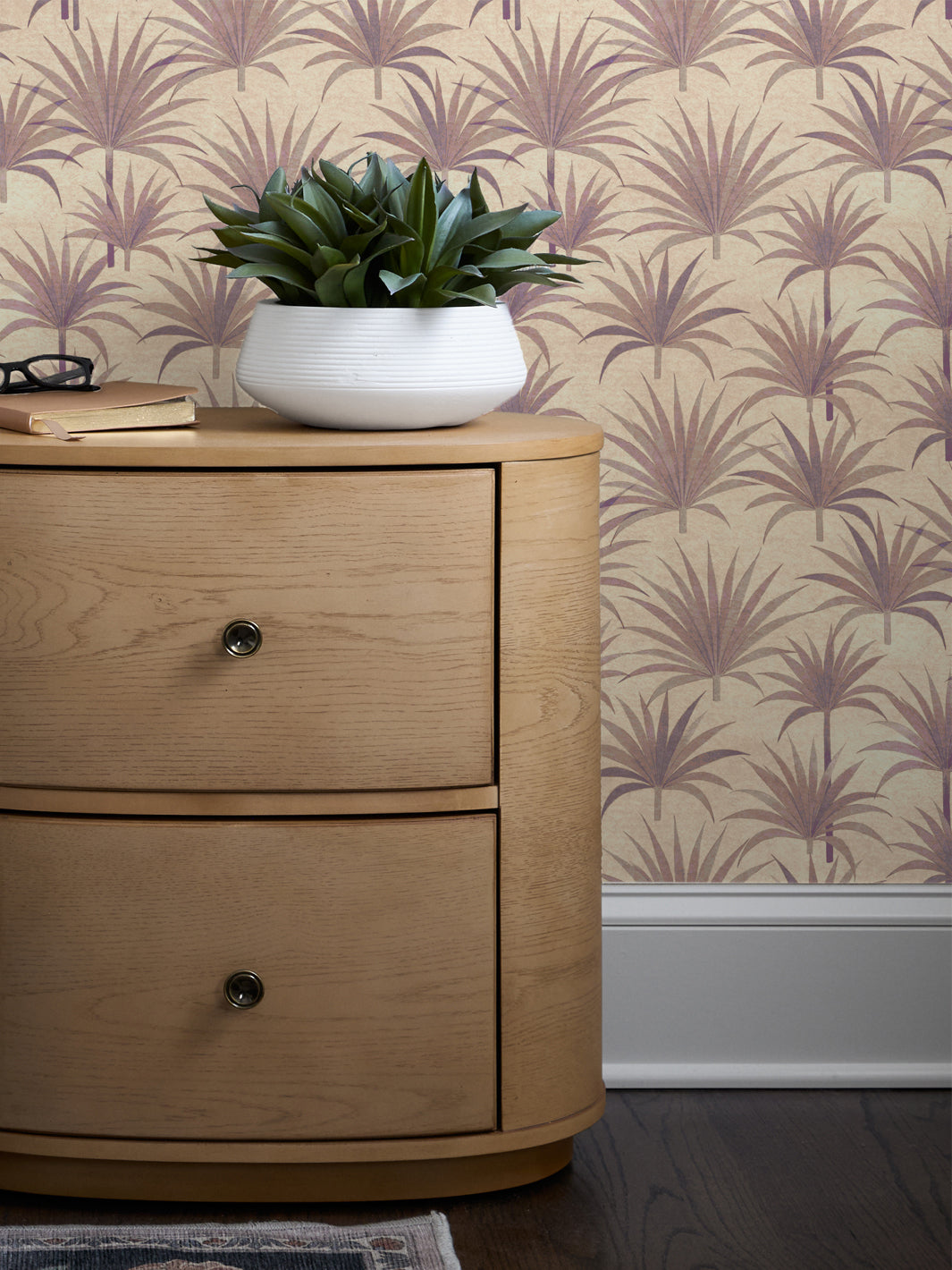 'Bismark Palm' Wallpaper by Wallshoppe - Ivory Sepia - Room Shot