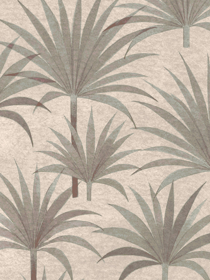 'Bismark Palm' Grasscloth Wallpaper by Wallshoppe - Taupe - Detail