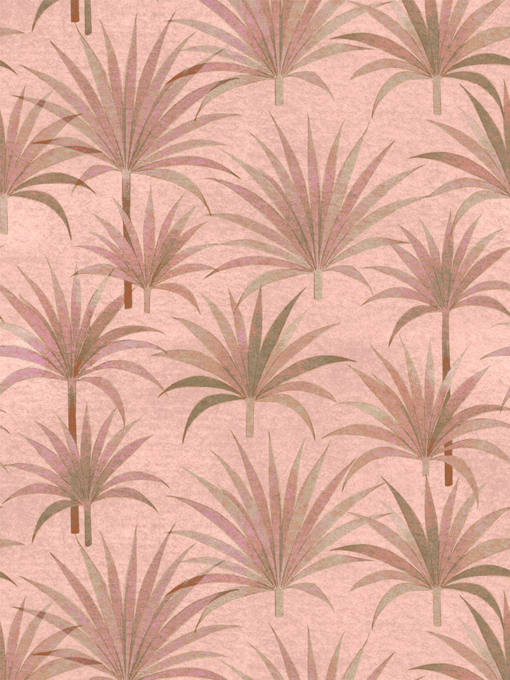 'Bismark Palm' Grasscloth Wallpaper by Wallshoppe - Terracotta Coral - Design