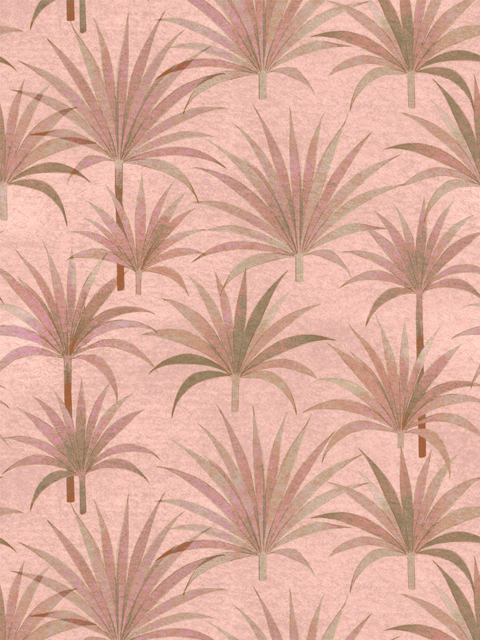 'Bismark Palm' Grasscloth Wallpaper by Wallshoppe - Terracotta Coral