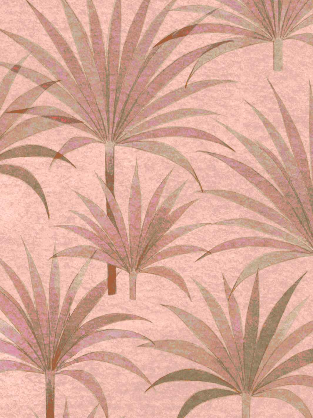 'Bismark Palm' Grasscloth Wallpaper by Wallshoppe - Terracotta Coral - Detail