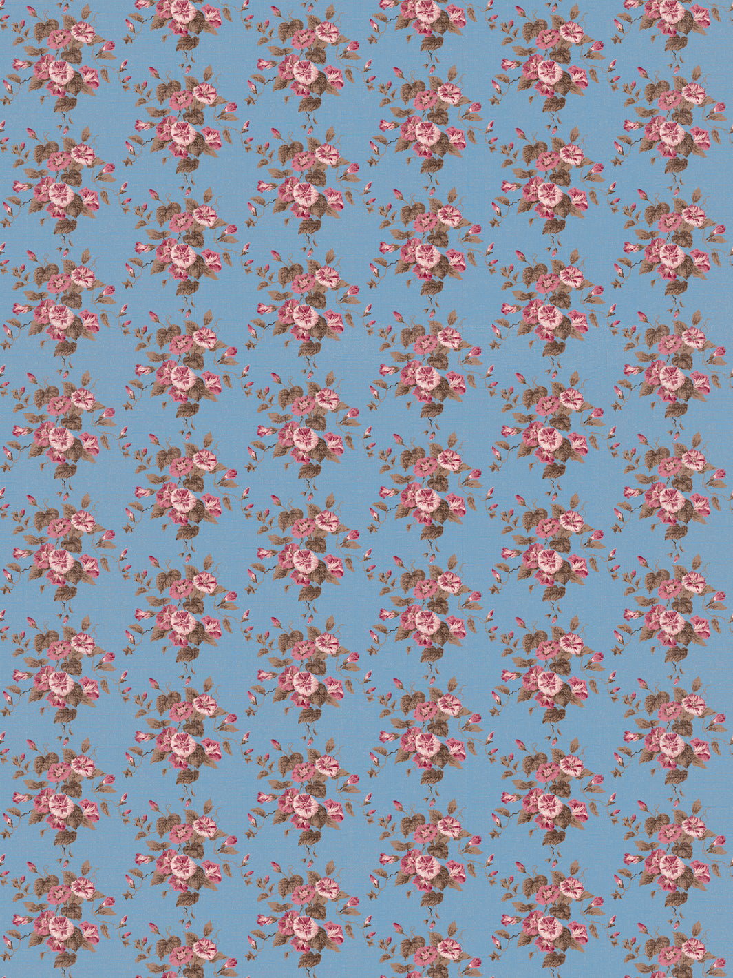 'Bouquet Gloire' Linen Fabric by Clare V. - Azure Rose