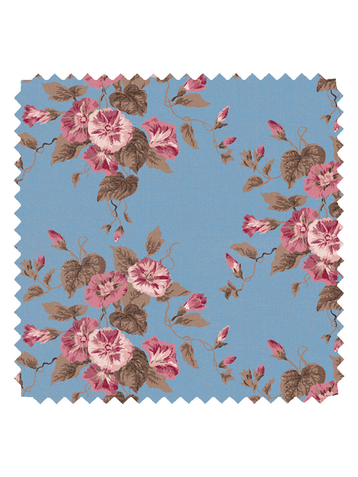 'Bouquet Gloire' Linen Fabric by Clare V. - Azure Rose