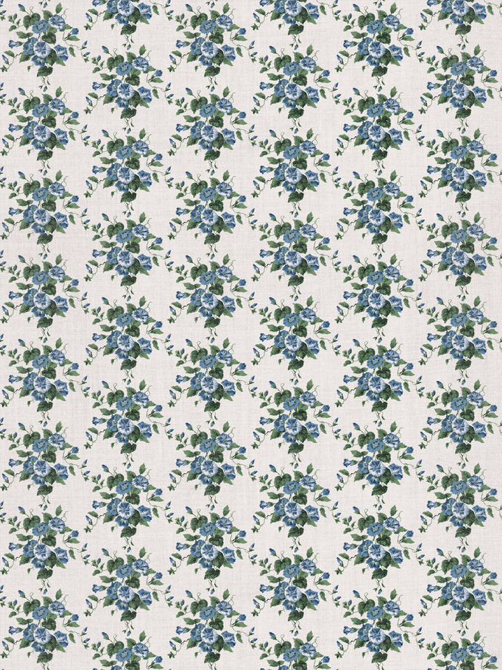 'Bouquet Gloire' Linen Fabric by Clare V. - Blue Green