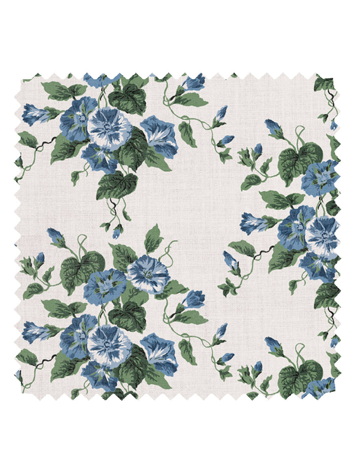 'Bouquet Gloire' Linen Fabric by Clare V. - Blue Green