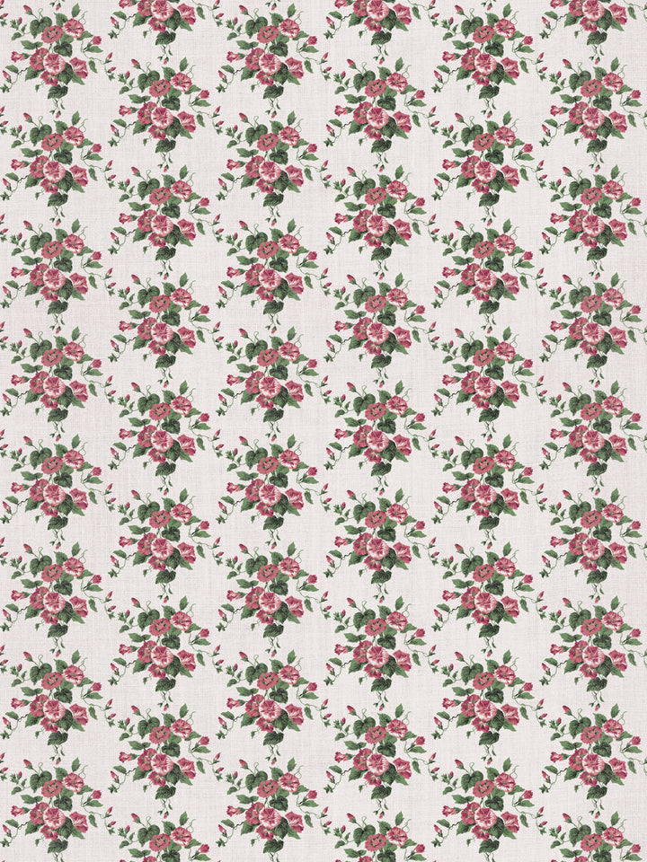 'Bouquet Gloire' Linen Fabric by Clare V. - Red Petal