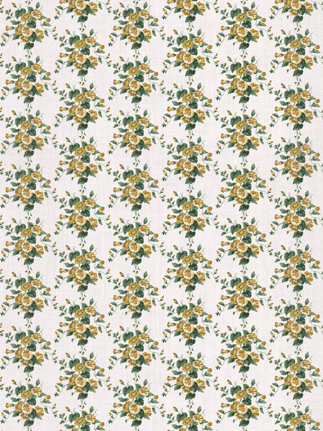 'Bouquet Gloire' Linen Fabric by Clare V. - Yellow Green