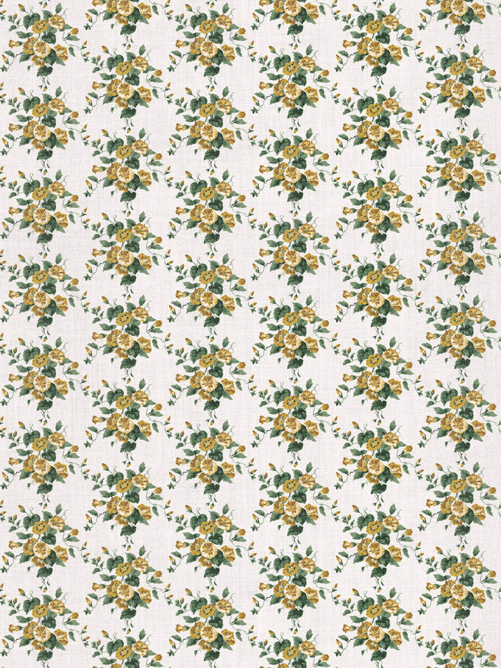 'Bouquet Gloire' Linen Fabric by Clare V. - Yellow Green