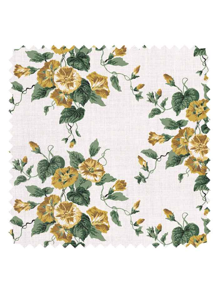 'Bouquet Gloire' Linen Fabric by Clare V. - Yellow Green