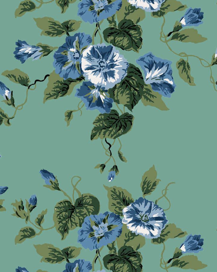 'Bouquet Gloire' Wallpaper by Clare V. - Antique Green