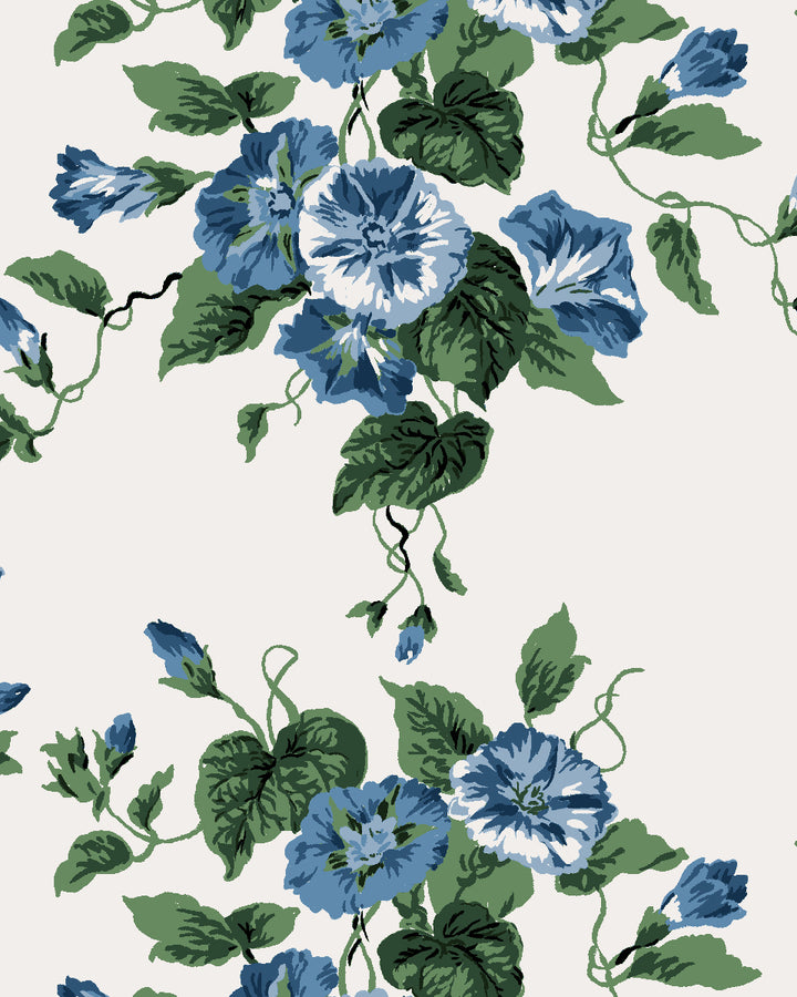 'Bouquet Gloire' Wallpaper by Clare V. - Blue Green
