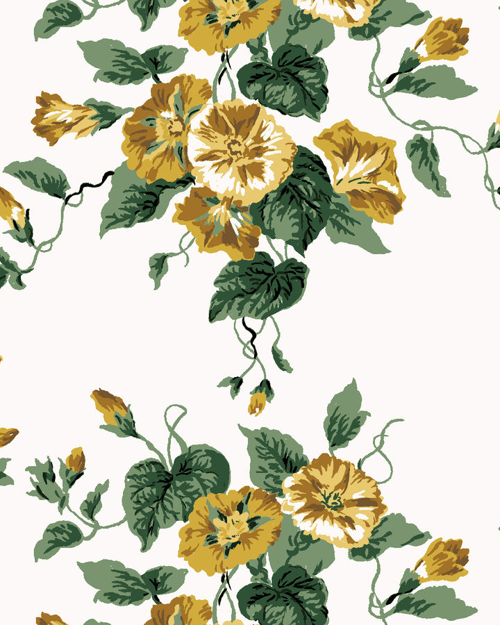 'Bouquet Gloire' Wallpaper by Clare V. - Yellow Green