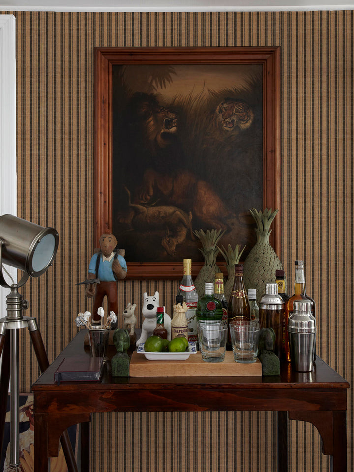 'Boys Pajamas' Burlap Wallpaper by Flint Wood & Hicks - Black