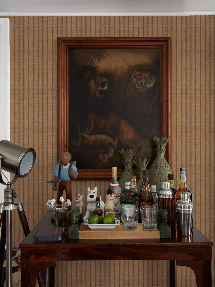 'Boys Pajamas' Burlap Wallpaper by Flint Wood & Hicks - Brown