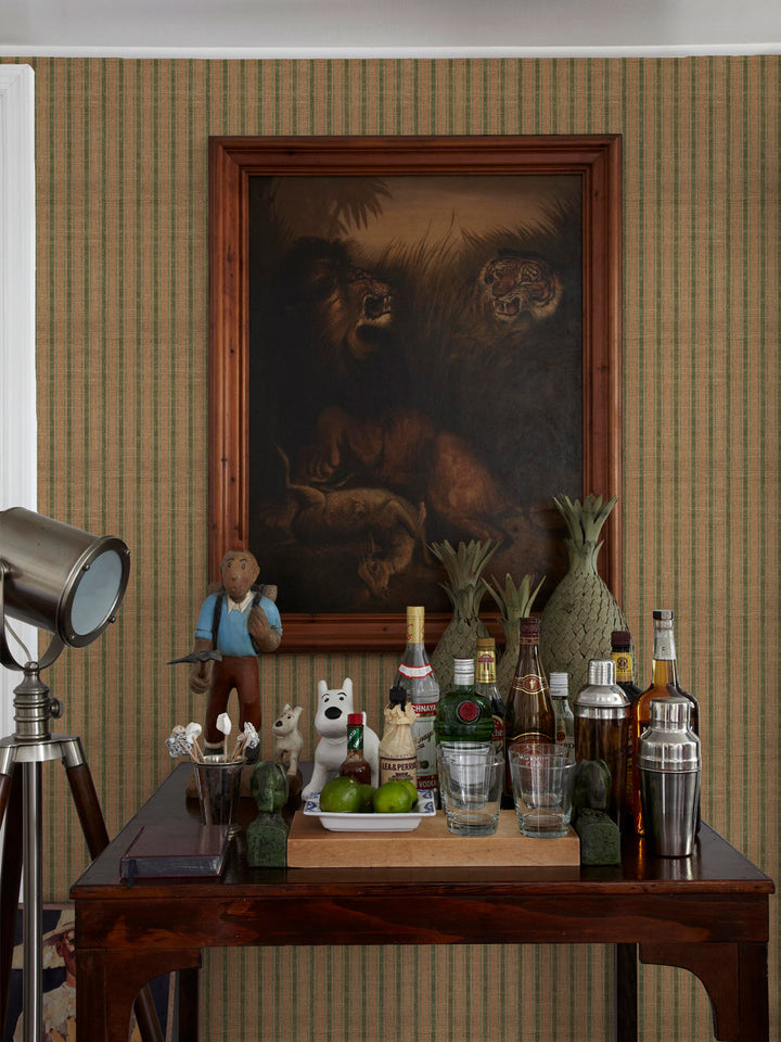 'Boys Pajamas' Burlap Wallpaper by Flint Wood & Hicks - Olive