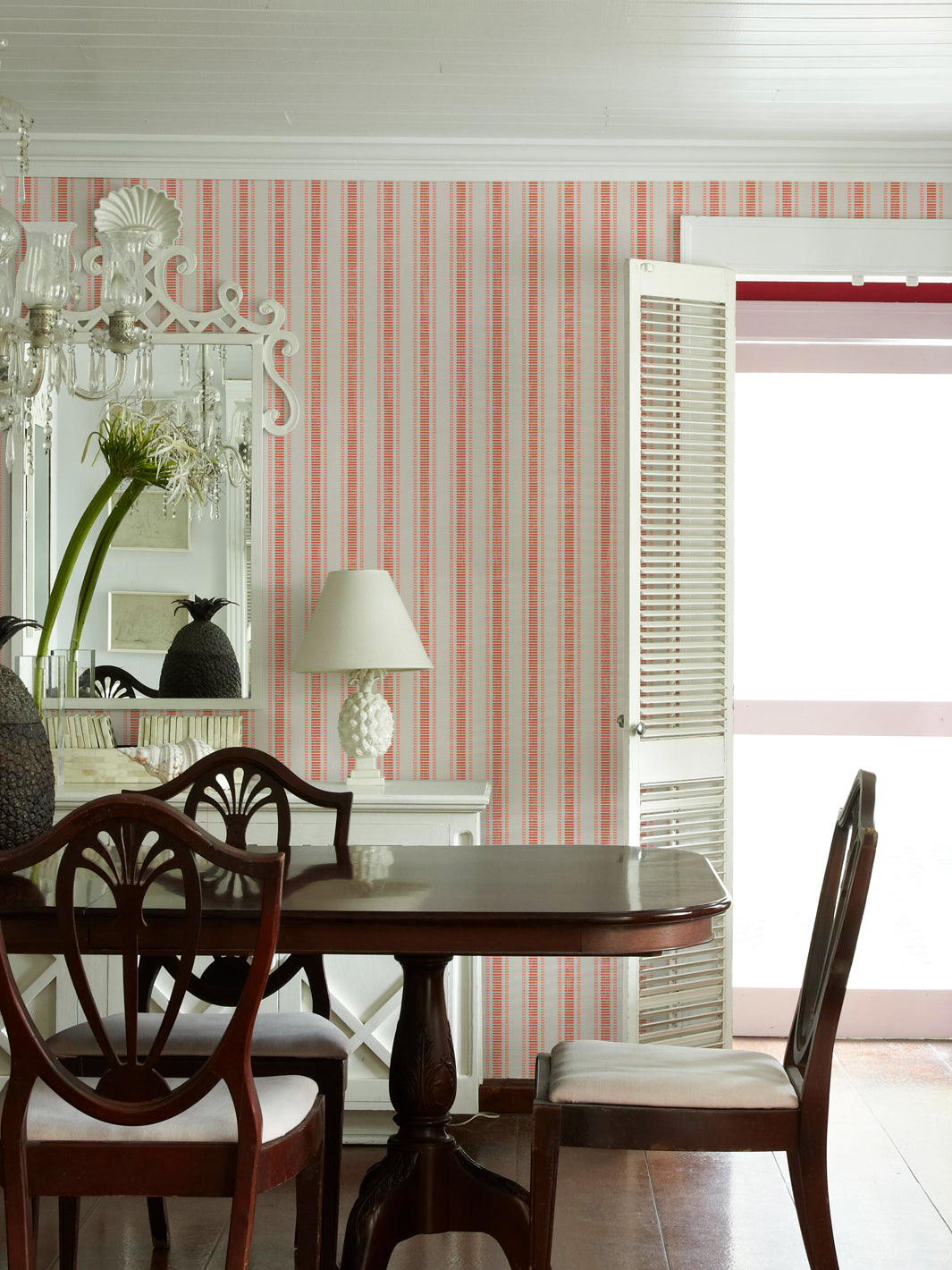 'Boys Pajamas' Wallpaper by Flint Wood & Hicks - Dark Coral