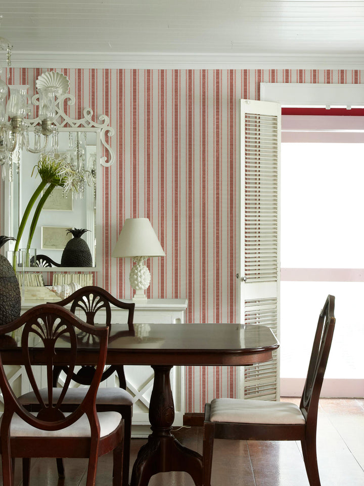 'Boys Pajamas' Wallpaper by Flint Wood & Hicks - Dark Red
