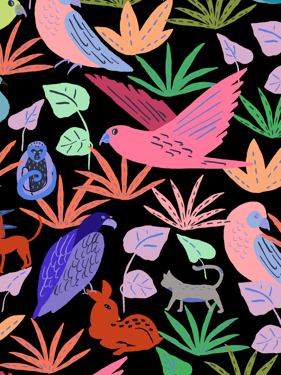 bright-animales-wallpaper-by-tea-collection-black