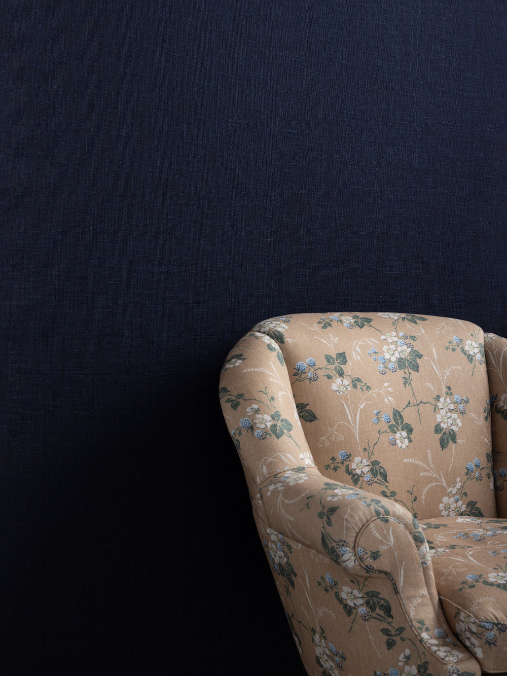 burlap grasscloth wallpaper in denim