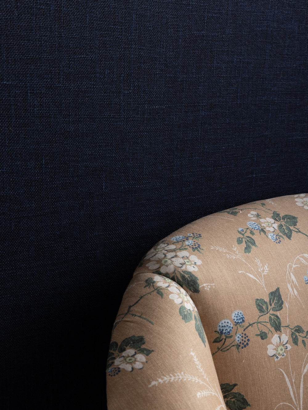 burlap grasscloth wallpaper in denim