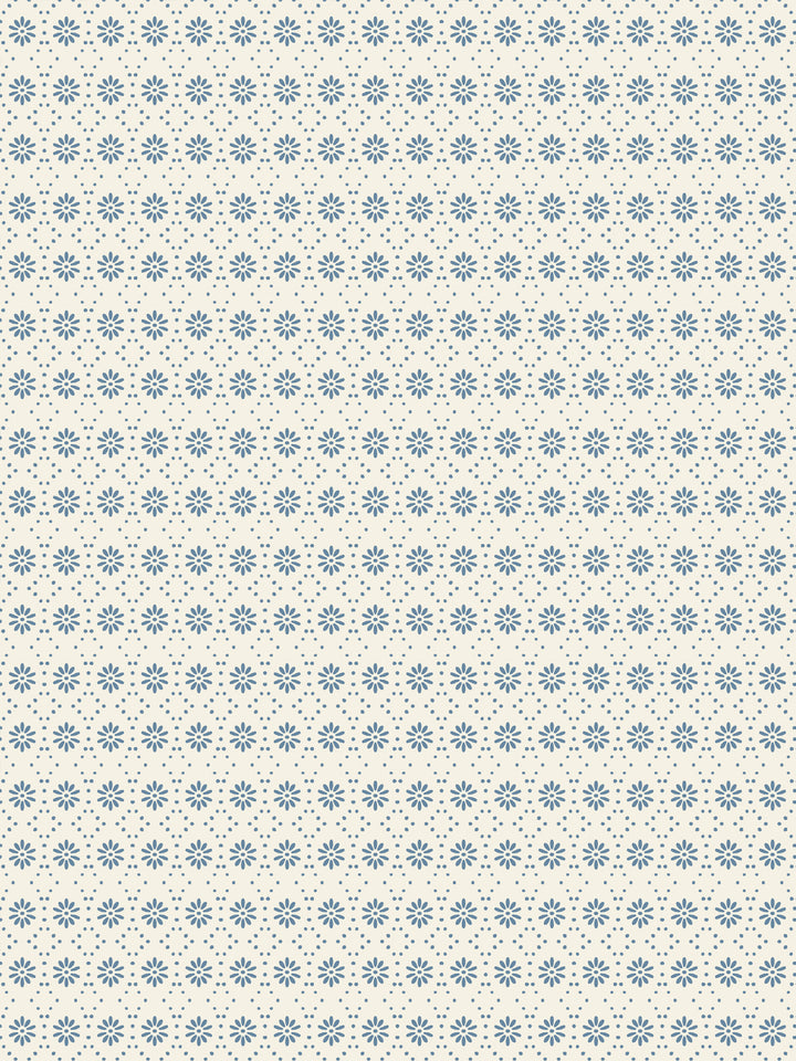 'Buttonwood' Wallpaper by Flint Wood & Hicks - Blue on Eggshell