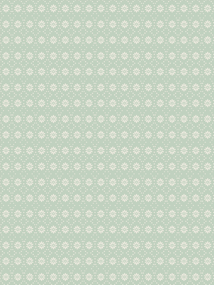 'Buttonwood' Wallpaper by Flint Wood & Hicks - Cream on Minty Green