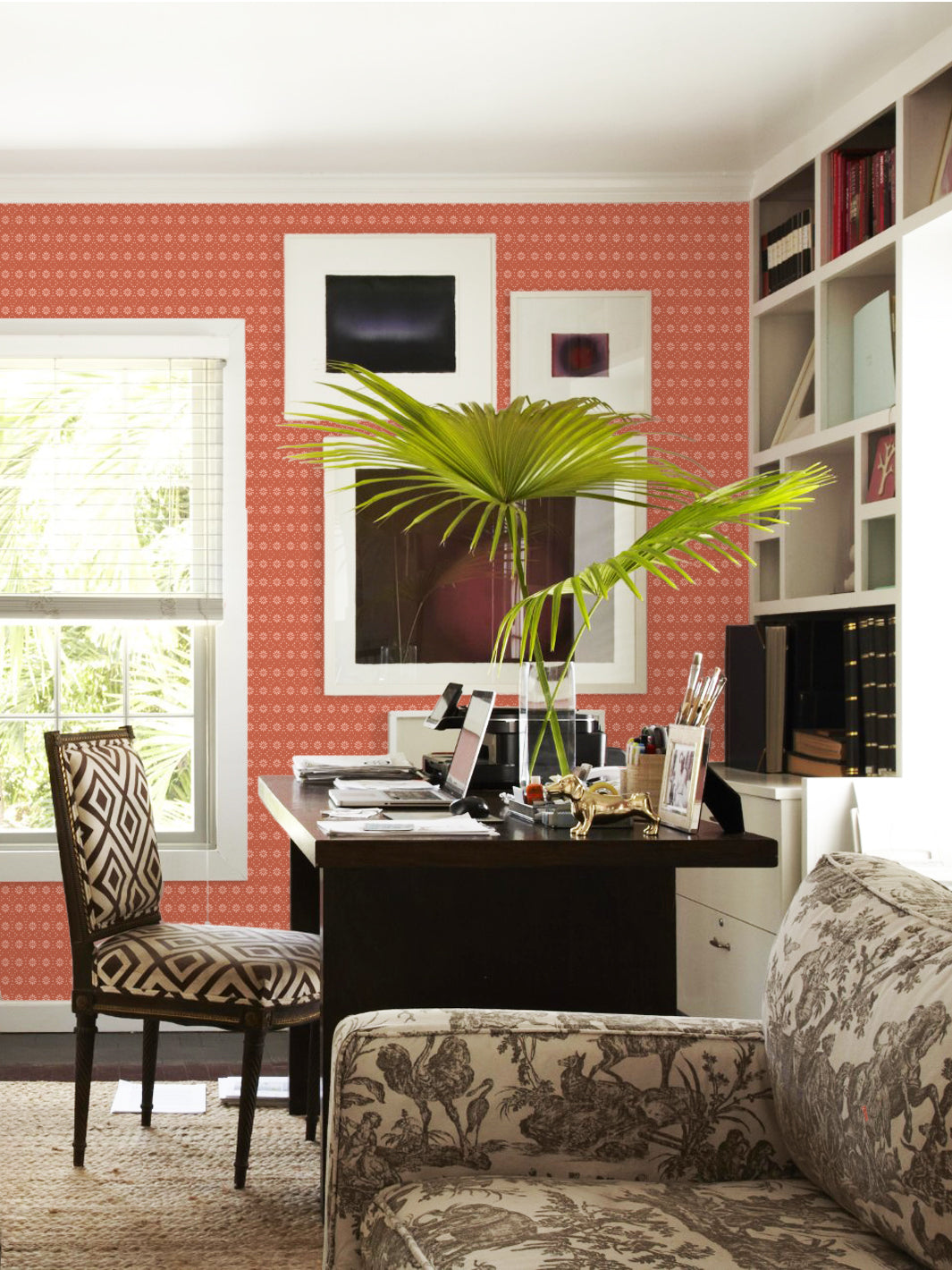 'Buttonwood' Wallpaper by Flint Wood & Hicks - Dark Coral