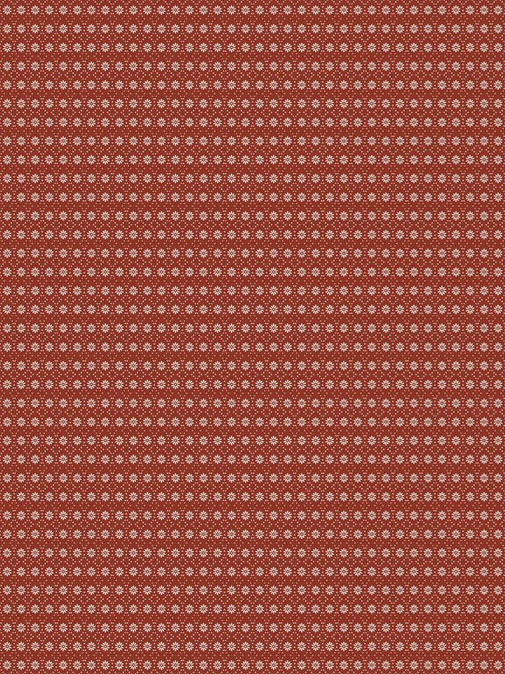'Buttonwood' Wallpaper by Flint Wood & Hicks - Ivory on Dark Red