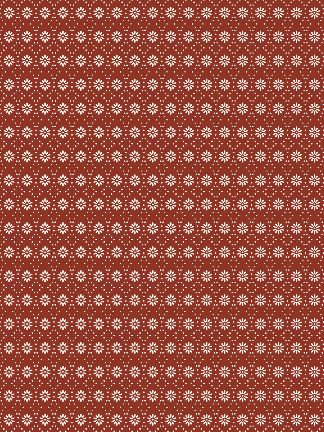 'Buttonwood' Wallpaper by Flint Wood & Hicks - Ivory on Dark Red